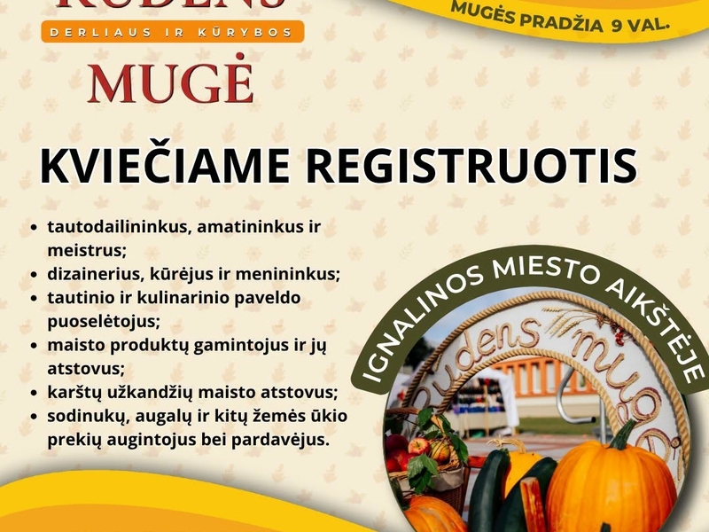 Kvietimas registruotis į Rudens mugę