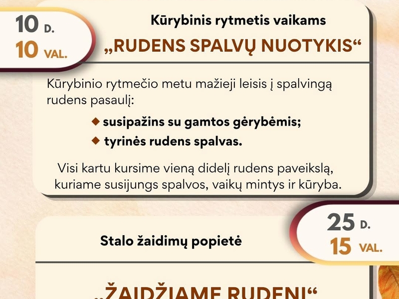 Rugsėjo mėnesio veiklos Vidiškių krašte