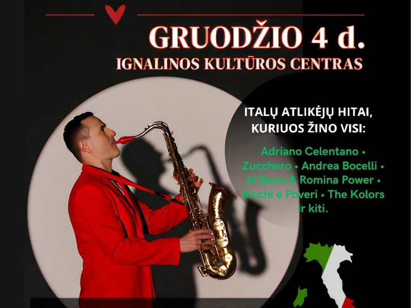 „ROMANTIC SAX“ – ITALIŠKA PROGRAMA. JUOZAS KURAITIS (saksofonas) / DAUMANTAS SLIPKUS (fortepijonas)