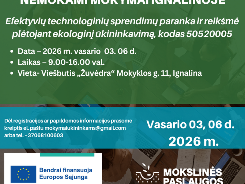 Nemokami mokymai ūkininkams Ignalinoje