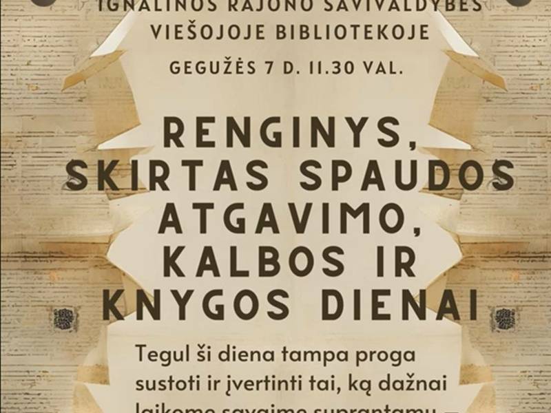 Renginys, skirtas spaudos atgavimo, kalbos ir knygos dienai 