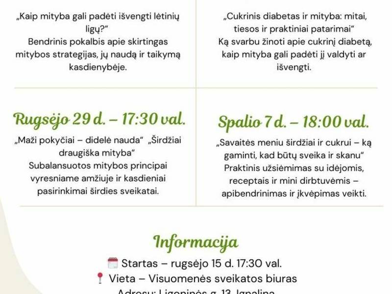 Susitikimų ciklas su  mitybos terapeute Sandra Jatulyte