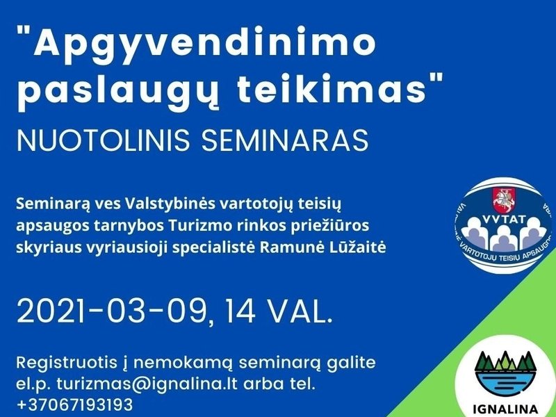 Nuotolinis seminaras "Apgyvendinimo paslaugų teikimas"