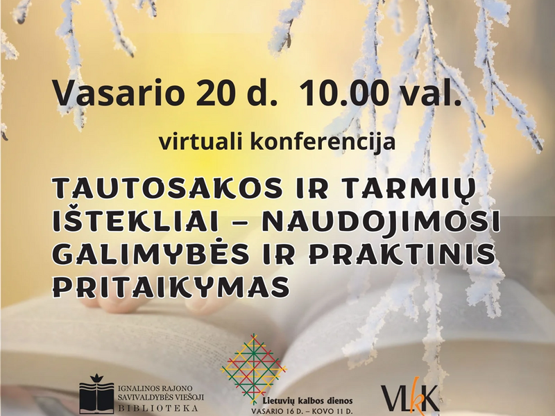 Virtuali konferencija „Tautosakos ir tarmių ištekliai – naudojimosi galimybės ir praktinis pritaikymas“