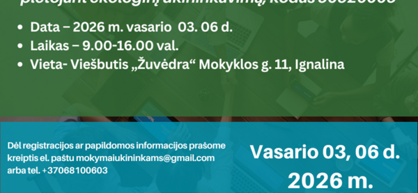 Nemokami mokymai ūkininkams Ignalinoje vasario 3 ir 6 d.